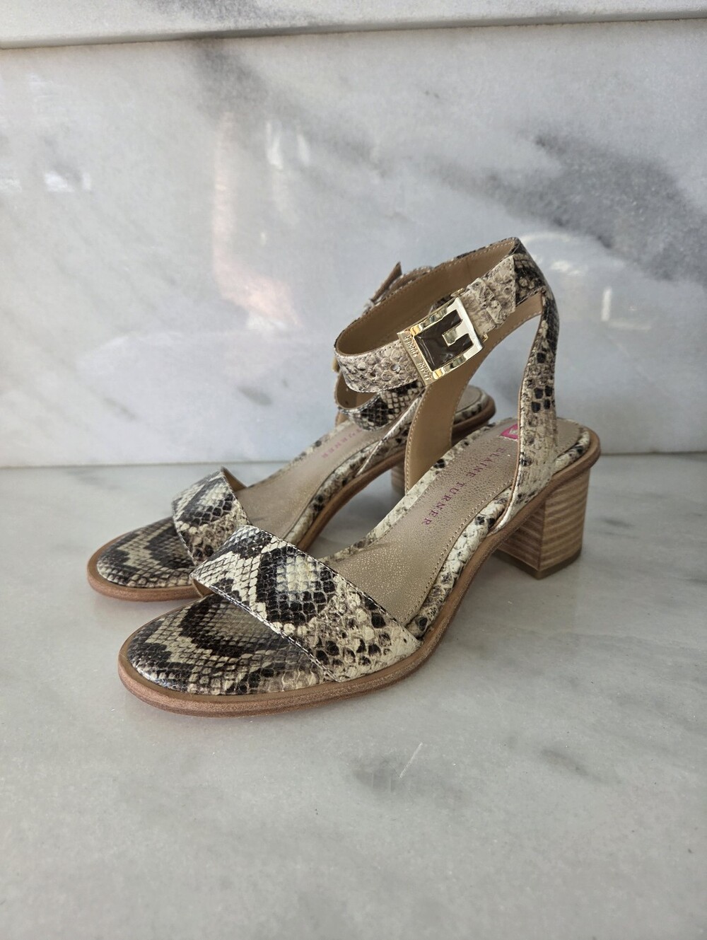 Elaine Turner Python Leather Sandal Heels